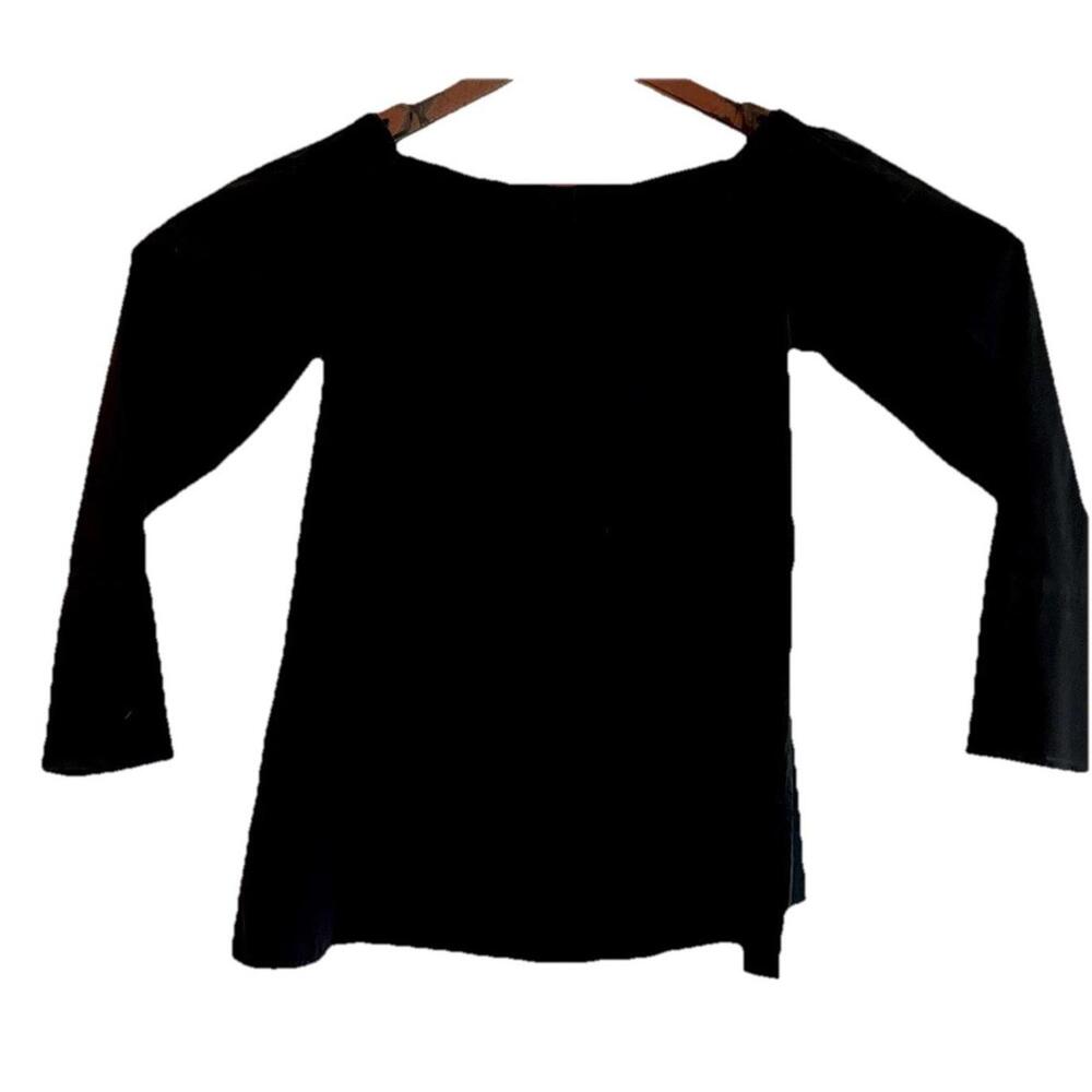 Lafayette 148 New York Amy Off-the-Shoulder Long Sleeve Blouse Black S NWOT